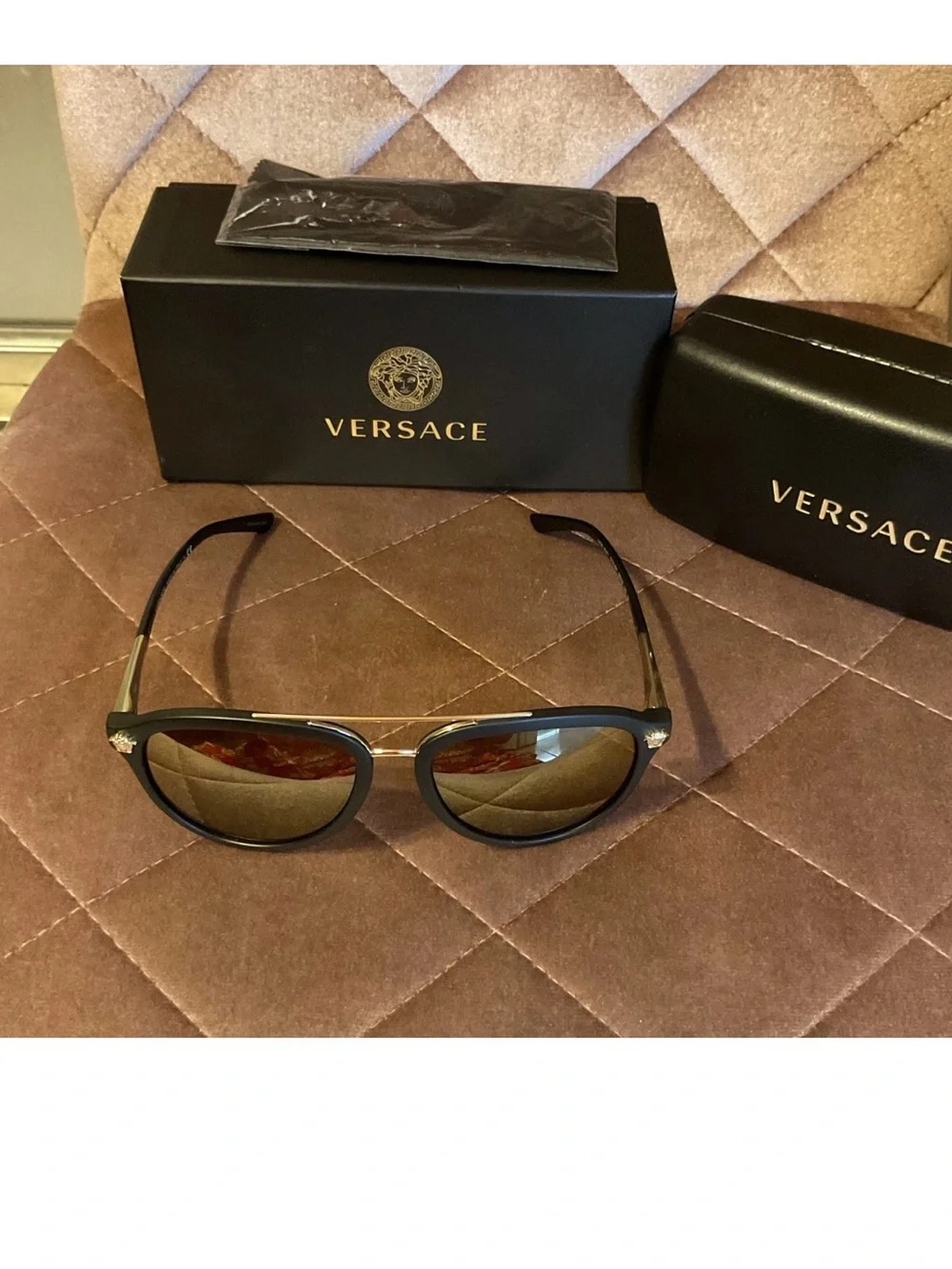 Versace unisex aviator sunglasses mirrored